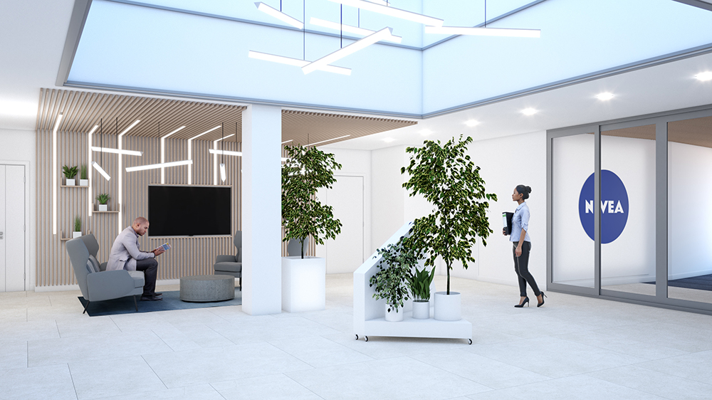 Wnętrze biurowca firmy Nivea